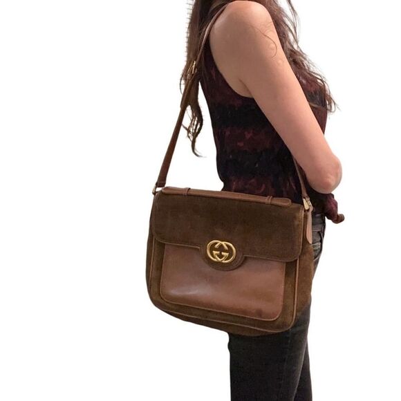 Gucci vintage suede shoulder bag - Picture 1 of 10